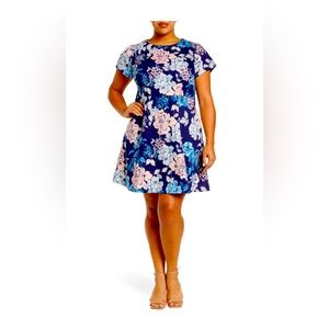 Eliza J Floral Print Fit & Flare Dress